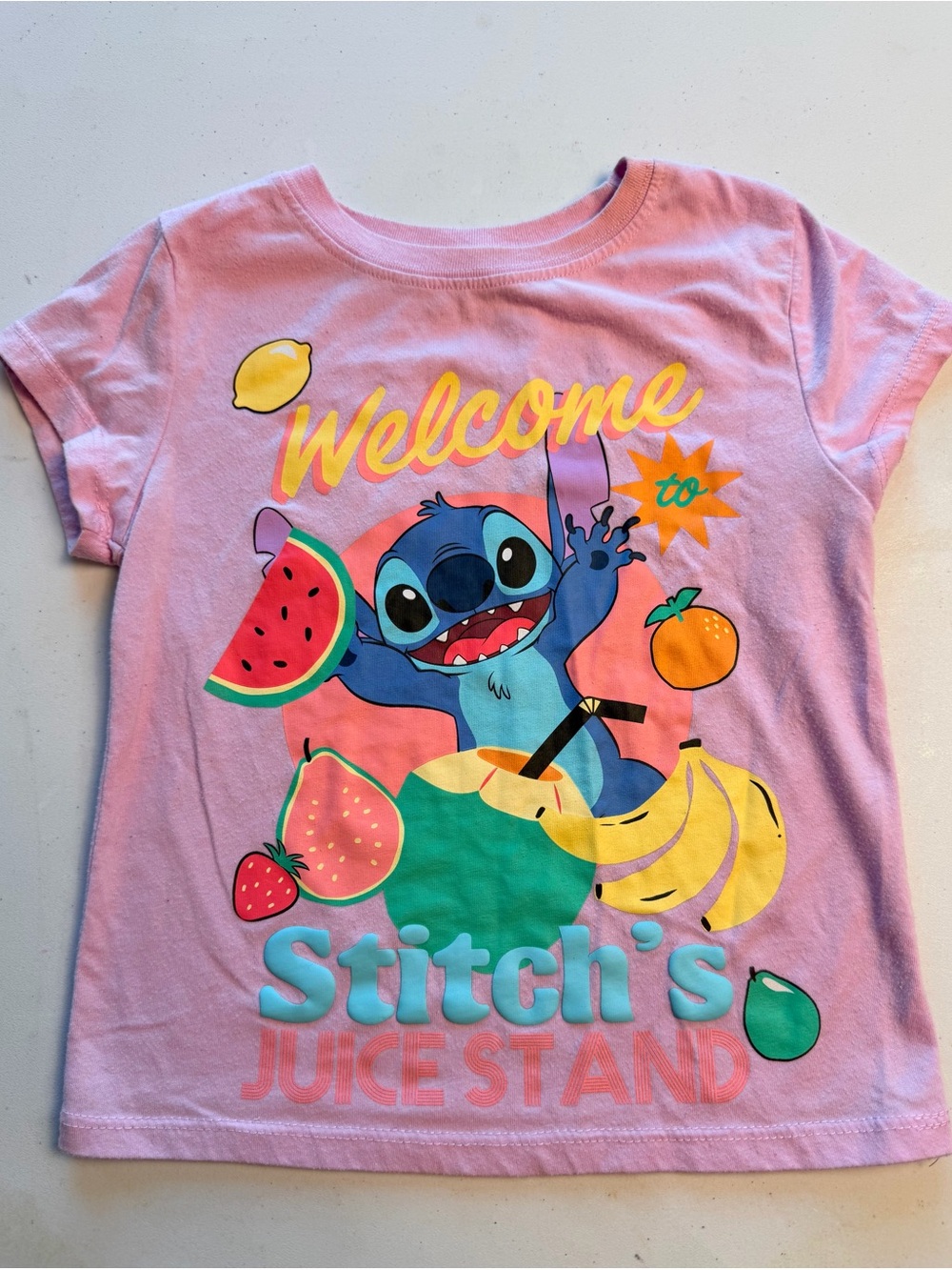 Disney Pink Stitch Juice Stand Graphic Tee